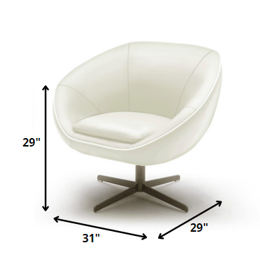 29" White Bonded Leather Foam and Steel Accent Chair By Homeroots | Accent Chairs | Modishstore - 2
