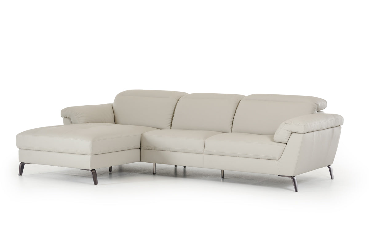 37' Light Grey Eco Leather Foam Steel and Wood Sectional Sofa By Homeroots | Sectional | Modishstore