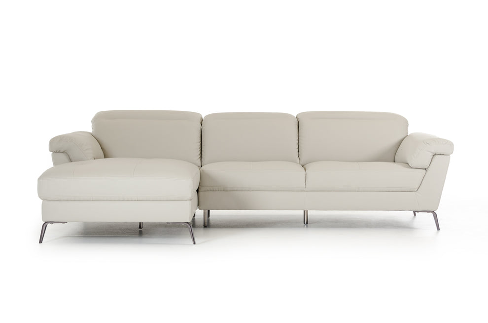 37' Light Grey Eco Leather Foam Steel and Wood Sectional Sofa By Homeroots | Sectional | Modishstore - 2
