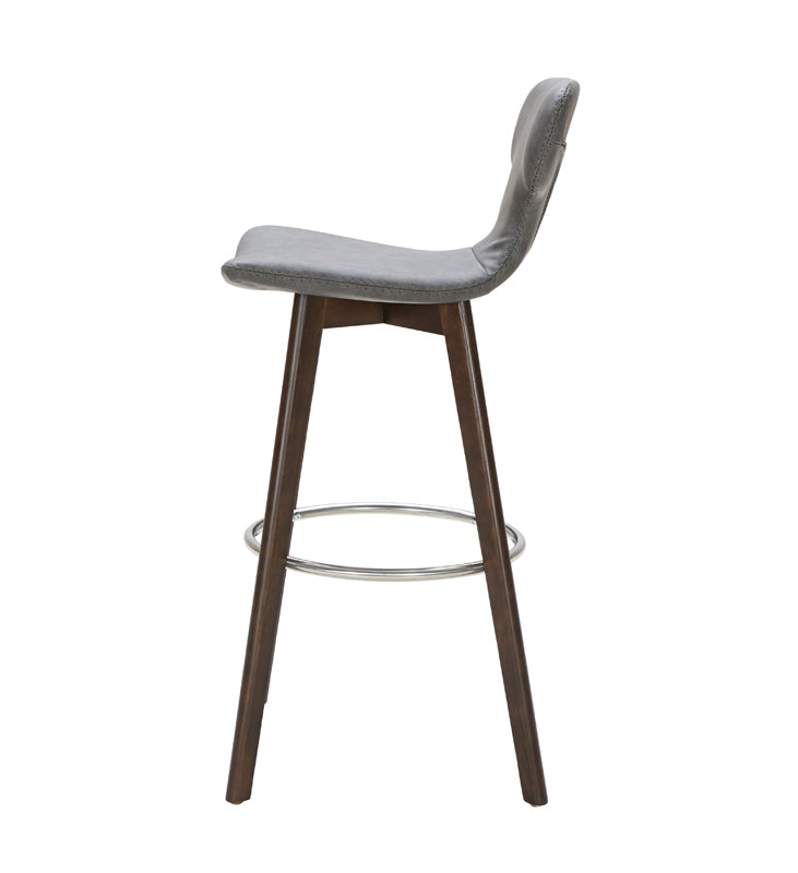 41' Dark Grey Eco Leather Steel And Wood Bar Stool By Homeroots | Bar Stools | Modishstore - 3