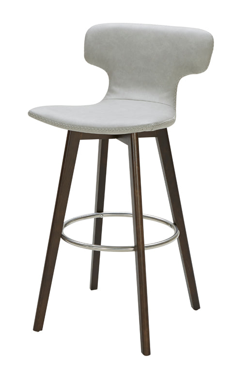 41' Dark Grey Eco Leather Steel And Wood Bar Stool By Homeroots | Bar Stools | Modishstore - 6