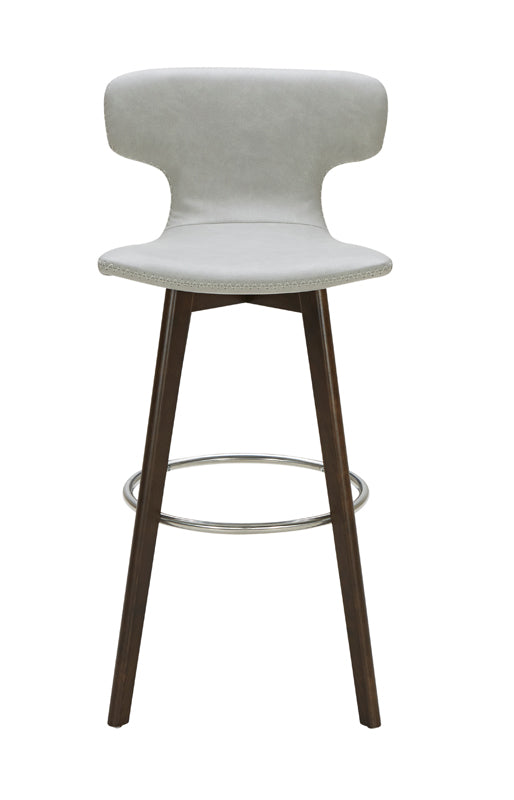 41' Dark Grey Eco Leather Steel And Wood Bar Stool By Homeroots | Bar Stools | Modishstore - 7