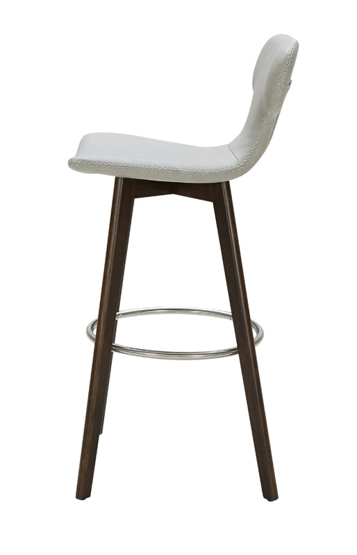 41' Dark Grey Eco Leather Steel And Wood Bar Stool By Homeroots | Bar Stools | Modishstore - 8