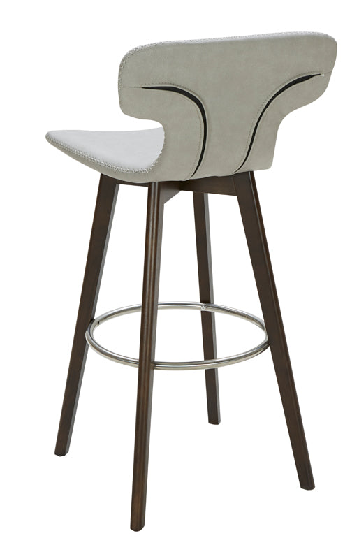 41' Dark Grey Eco Leather Steel And Wood Bar Stool By Homeroots | Bar Stools | Modishstore - 9