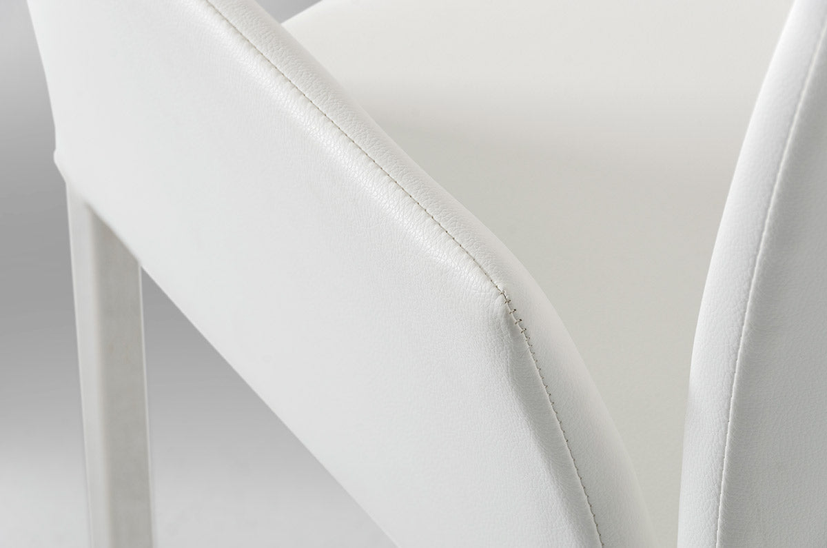 33' White Leatherette And Steel Dining Chair By Homeroots | Dining Chairs | Modishstore - 2