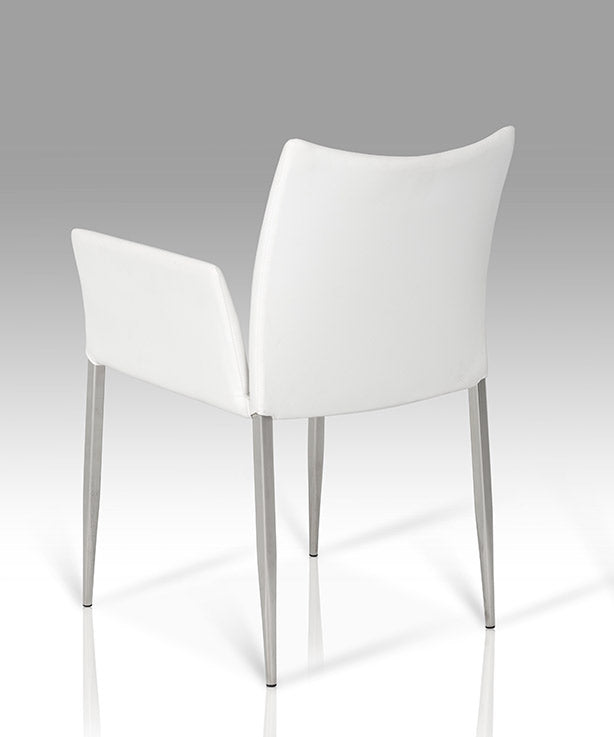 33' White Leatherette And Steel Dining Chair By Homeroots | Dining Chairs | Modishstore - 3