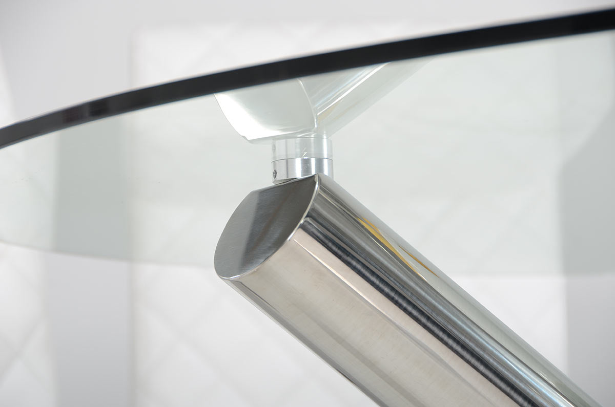 30' Glass And Steel Round Dining Table By Homeroots - 283736 | Dining Tables | Modishstore - 2