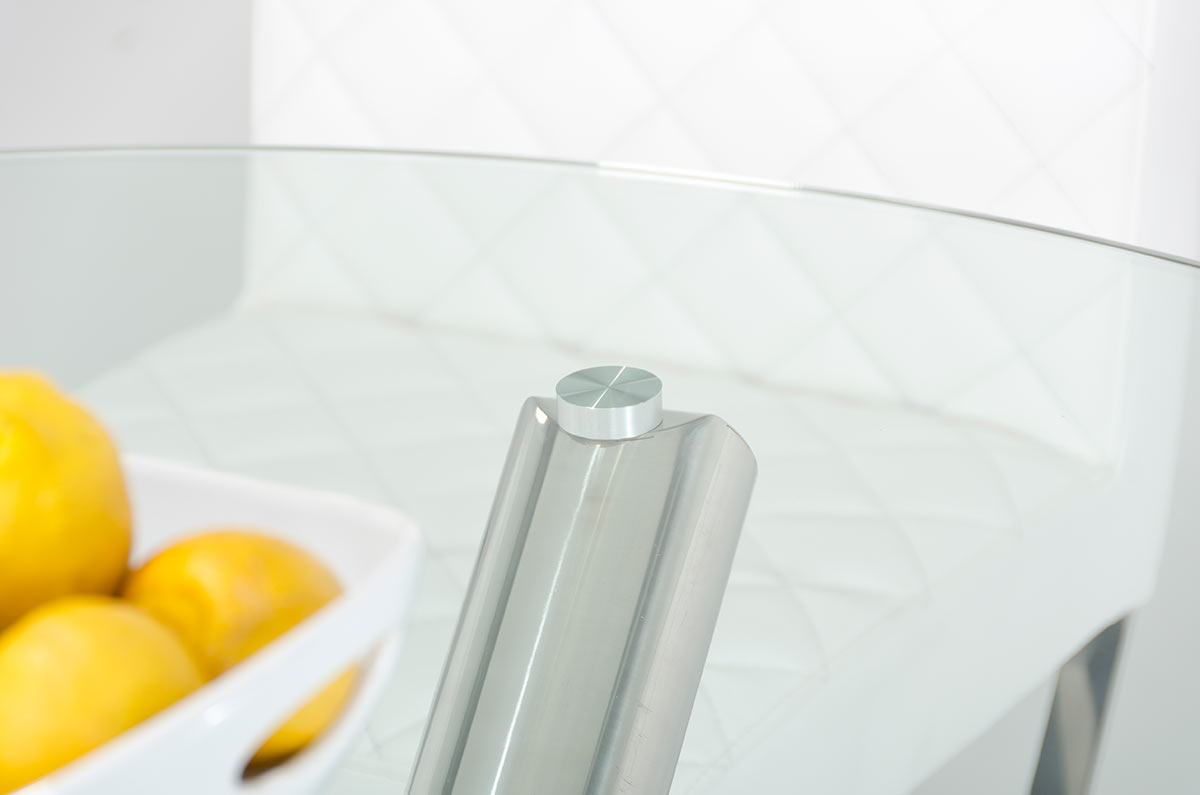 30' Glass And Steel Round Dining Table By Homeroots - 283736 | Dining Tables | Modishstore - 5