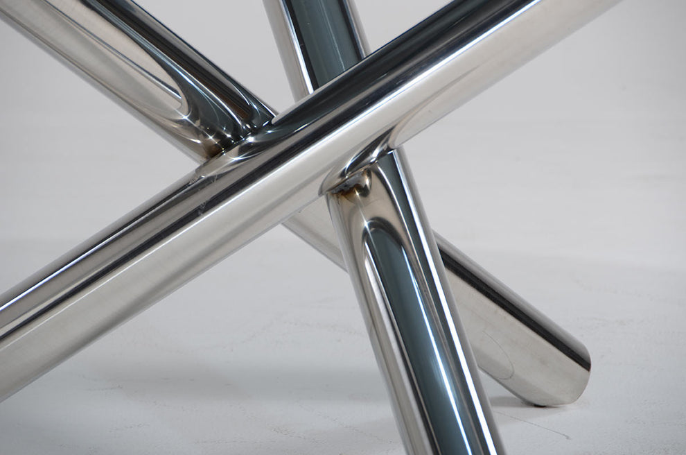 30" Glass And Steel Round Dining Table By Homeroots | Dining Tables | Modishstore - 4