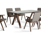 30' Walnut Wood Veneer Mdf And Glass Dining Set By Homeroots | Dining Sets | Modishstore - 4