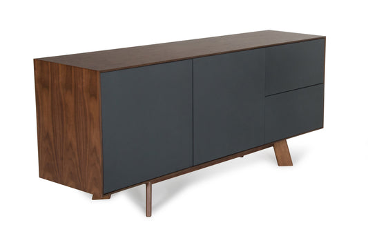 30' Charcoal Grey And Walnut Veneer Mdf And Metal Buffet By Homeroots | Sideboards | Modishstore