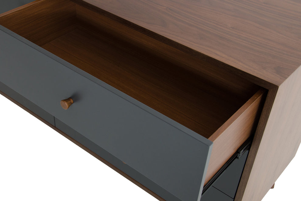 30 Grey and Walnut Veneer MDF and Wood Dresser with 6 Drawers By Homeroots | Dressers | Modishstore - 5