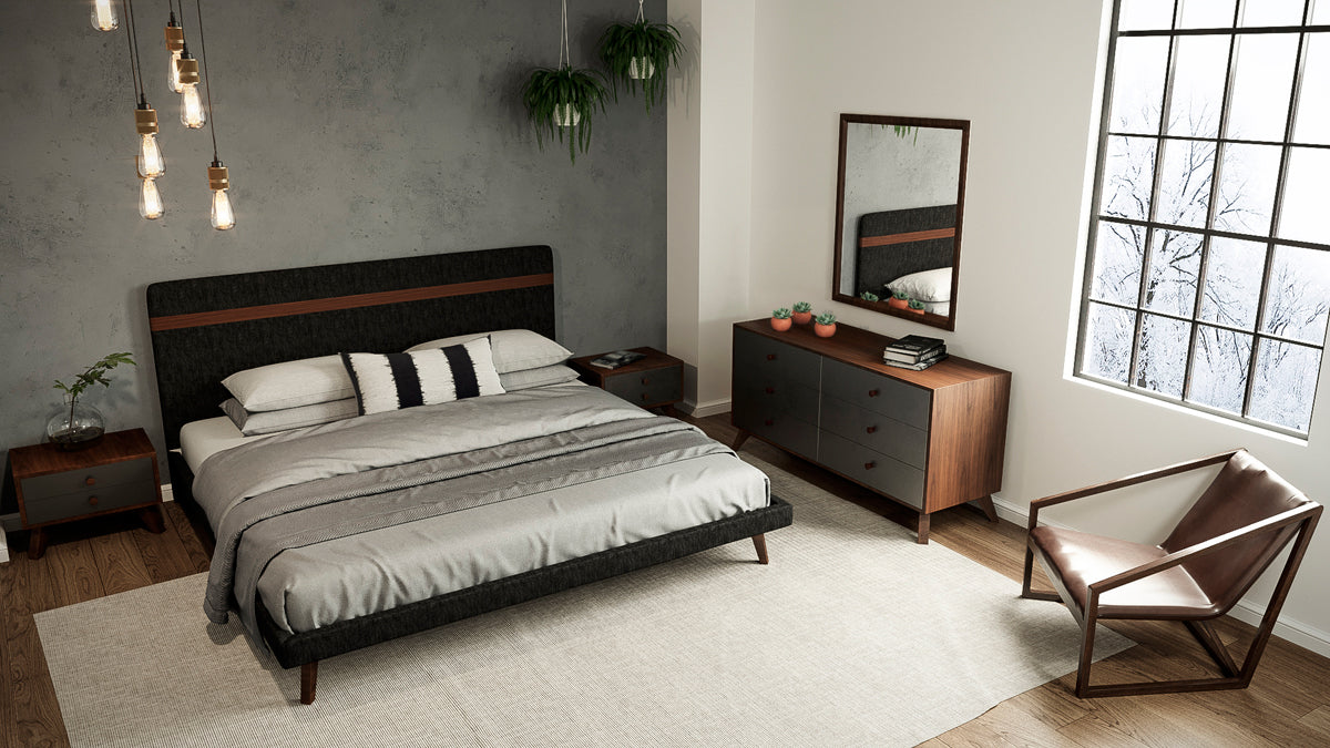 30 Grey and Walnut Veneer MDF and Wood Dresser with 6 Drawers By Homeroots | Dressers | Modishstore