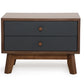 Mid Century Mod Grey And Walnut Finish 2 Drawer Night Stand By Homeroots | Nightstands | Modishstore