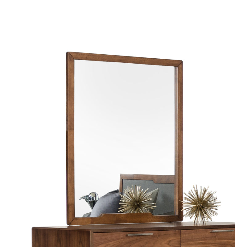 40" Walnut MDF Veneer and Glass Mirror By Homeroots | Mirrors | Modishstore
