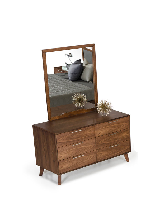 40" Walnut MDF Veneer and Glass Mirror By Homeroots | Mirrors | Modishstore - 3