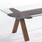 16' Walnut Wood and Glass Coffee Table By Homeroots | Coffee Tables | Modishstore - 4