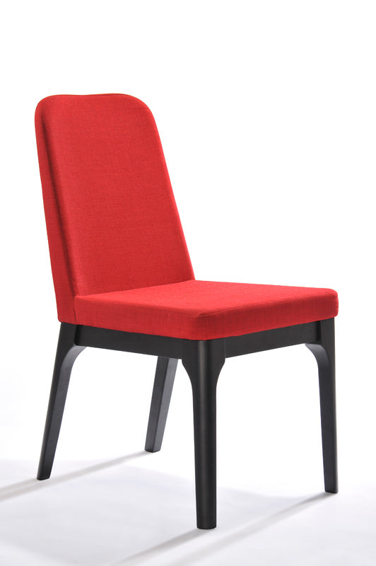 Two 35' Red Linen Fabric And Metal Dining Chairs By Homeroots | Dining Chairs | Modishstore