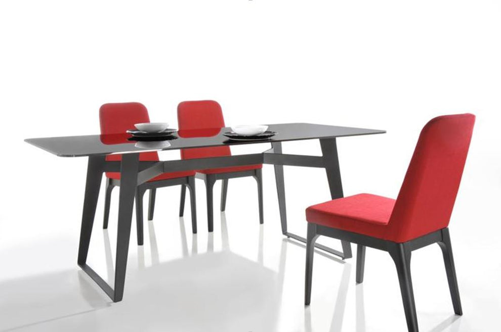Two 35' Red Linen Fabric And Metal Dining Chairs By Homeroots | Dining Chairs | Modishstore - 2