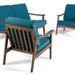 32" Blue and Walnut Wood and Linen Sofa Set By Homeroots | Sofa Set | Modishstore - 4