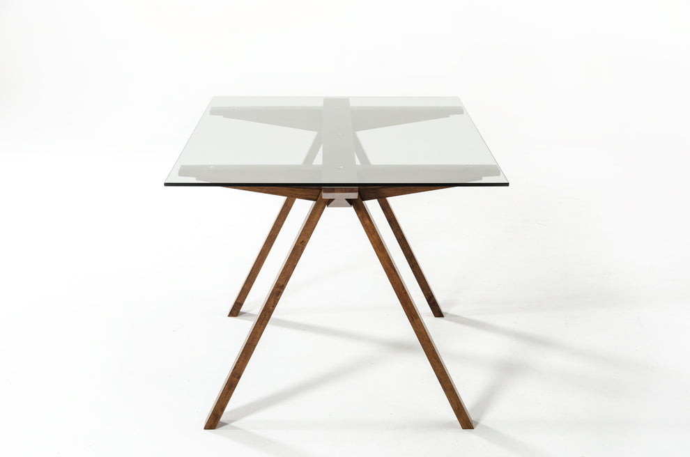 30' Walnut Wood And Glass Dining Table By Homeroots - 283837 | Dining Tables | Modishstore - 5