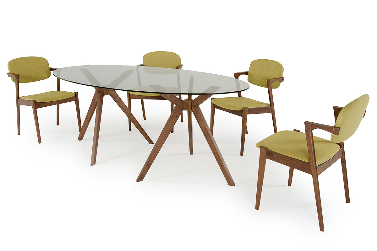 30" Wood and Glass Oval Dining Table By Homeroots | Dining Tables | Modishstore