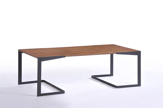16' Walnut Veneer and Metal Coffee Table By Homeroots | Coffee Tables | Modishstore