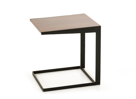 19' Walnut Veneer and Metal End Table By Homeroots - 283844 | End Tables | Modishstore