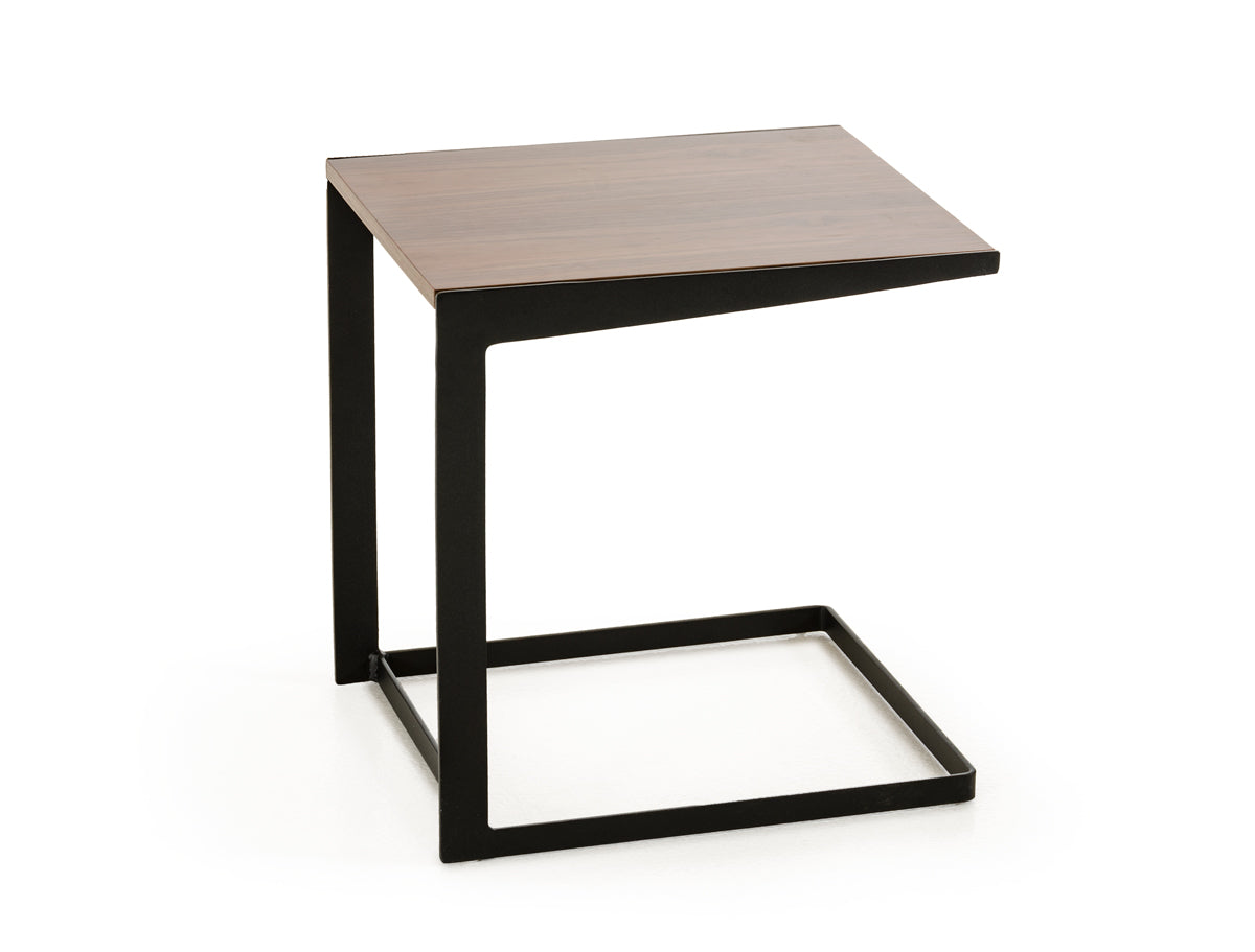 19' Walnut Veneer and Metal End Table By Homeroots - 283844 | End Tables | Modishstore - 2
