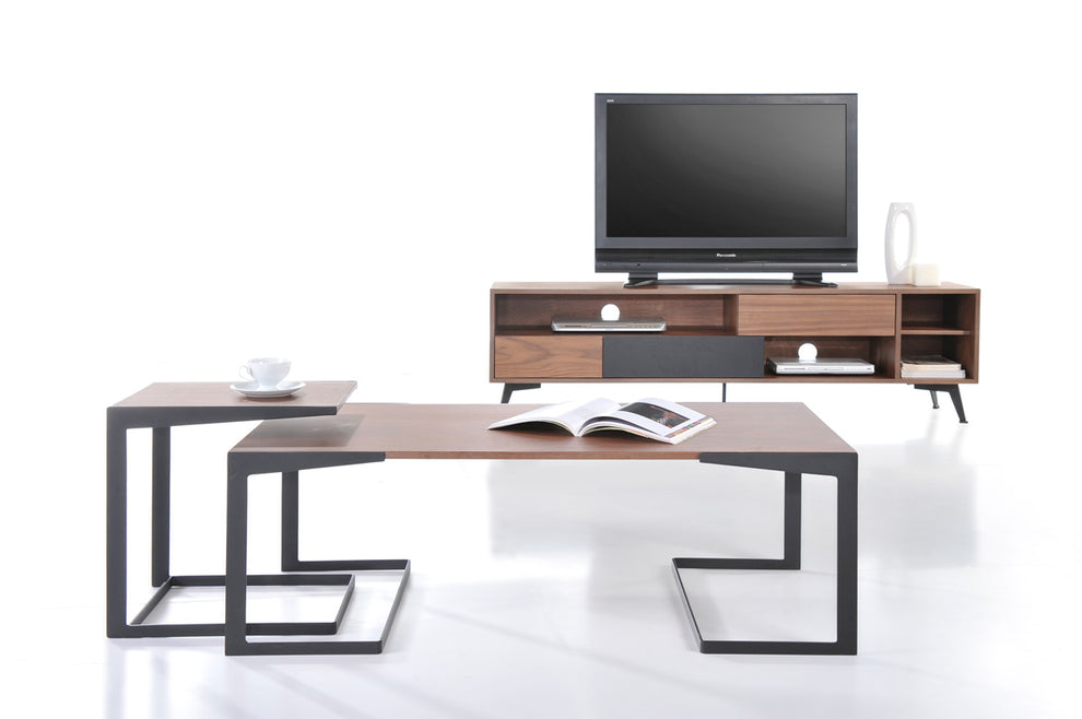 19' Walnut Veneer and Metal End Table By Homeroots - 283844 | End Tables | Modishstore - 4