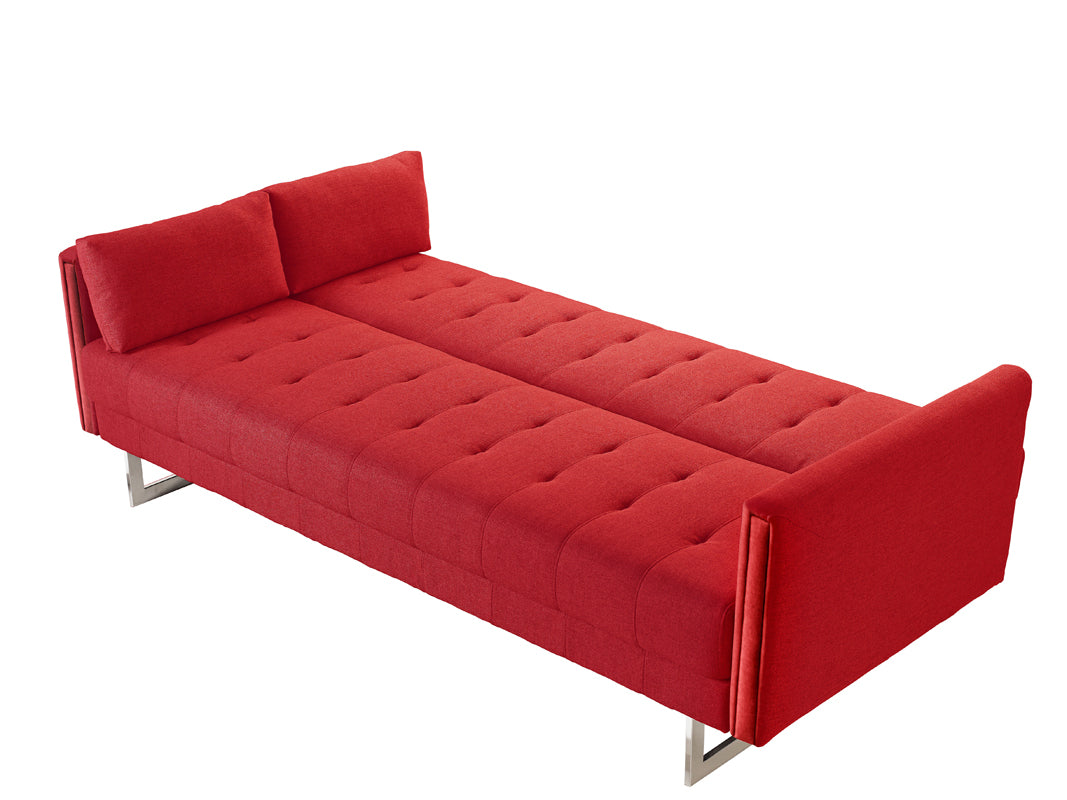 35' Red Fabric Foam Wood and Steel Sofa Bed By Homeroots | Sofas | Modishstore - 3