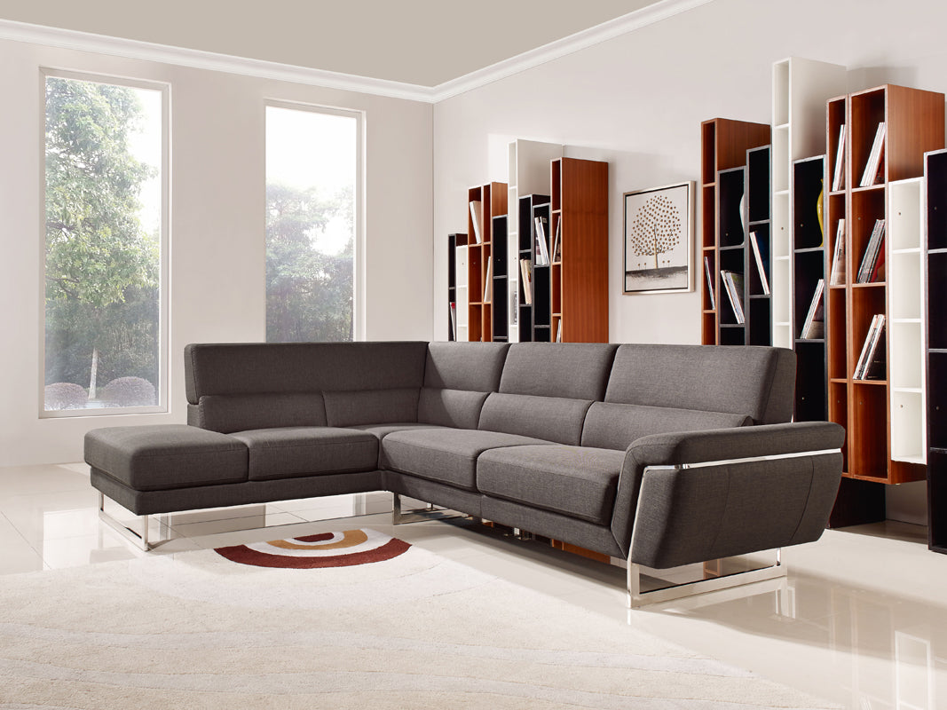 34' Brown Fabric Foam Wood and Steel Sectional Sofa By Homeroots | Sectional | Modishstore