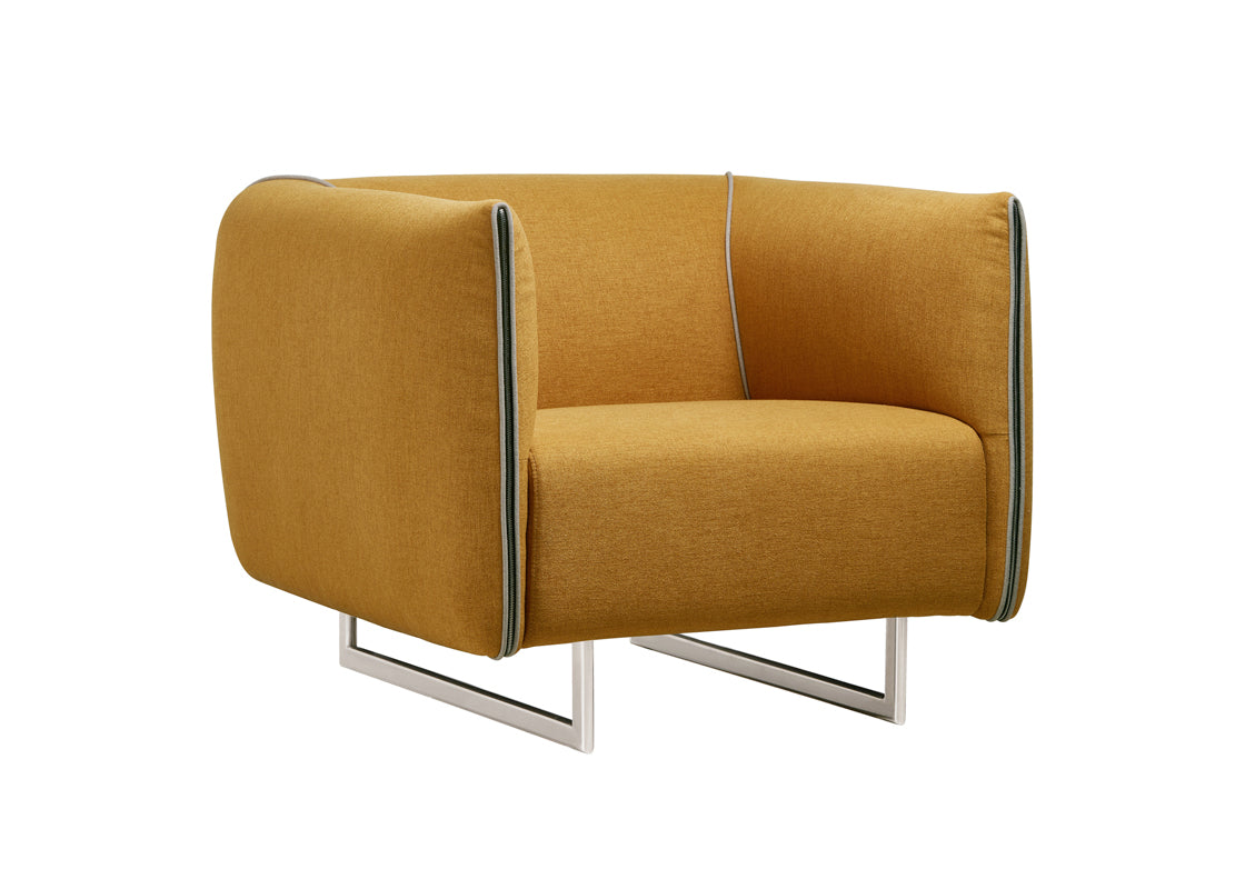 29" Grey and Yellow Fabric Foam Metal and Wood Sofa Set By Homeroots | Sofa Set | Modishstore - 3