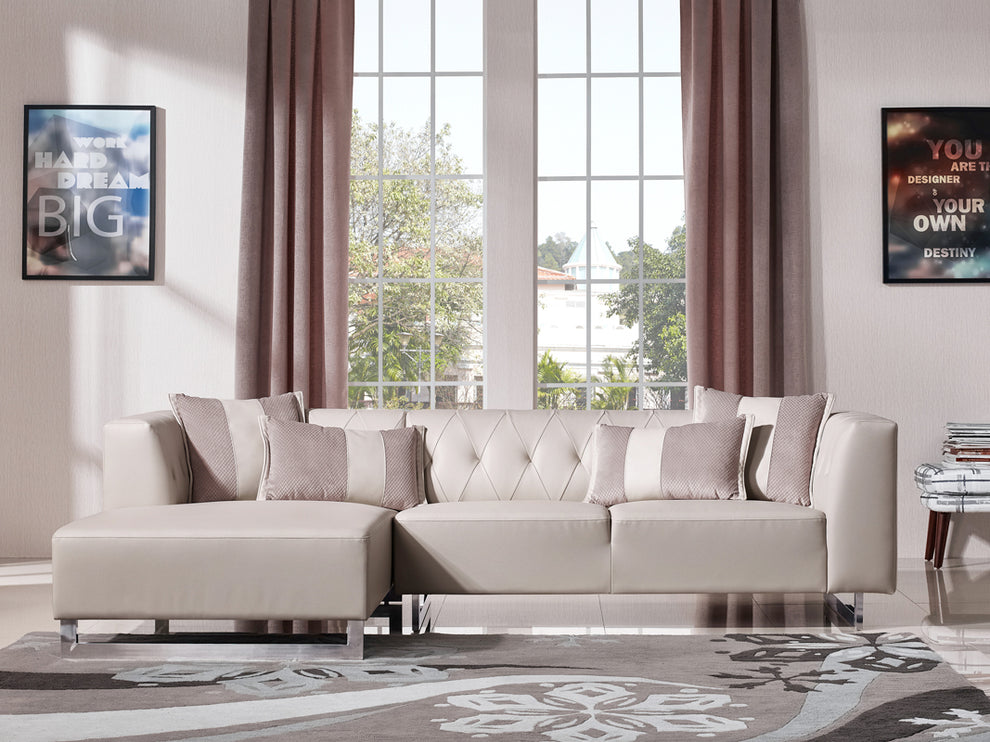 29' Metal Foam Wood and Leatherette Sectional Sofa By Homeroots | Sectional | Modishstore - 2