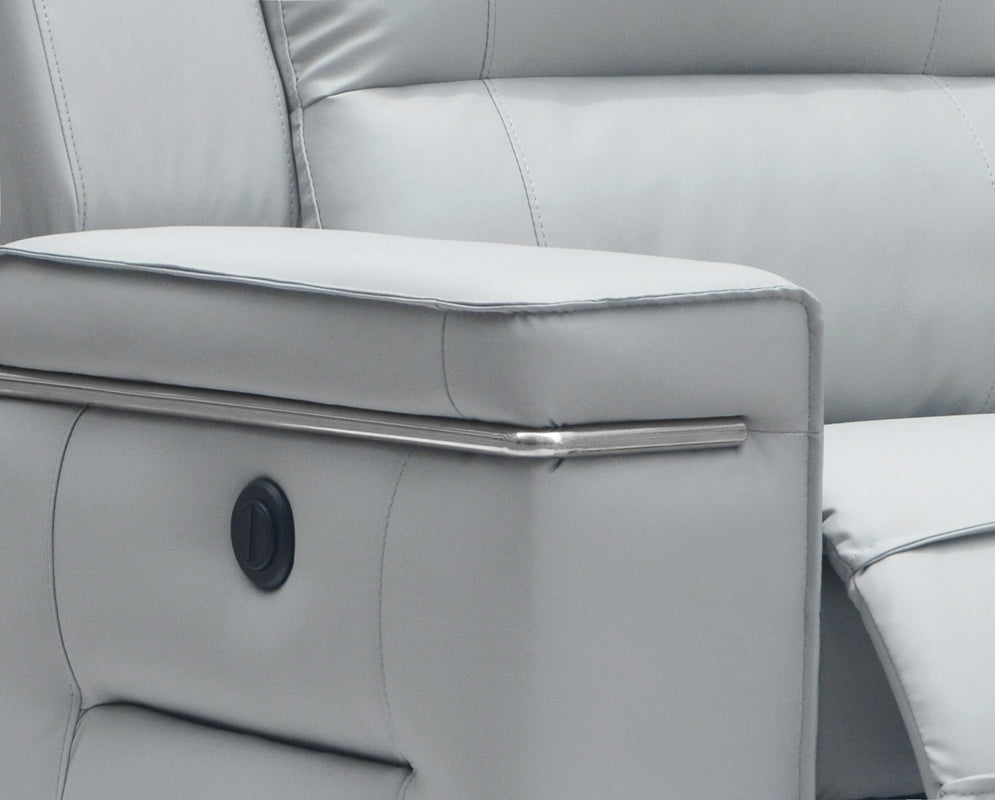 39' Grey Leatherette Foam Steel and Wood Sofa Set By Homeroots | Sofa Set | Modishstore - 3