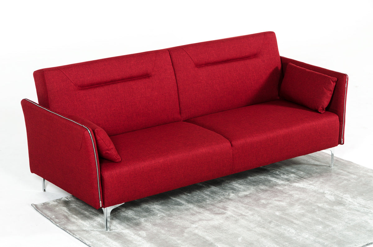 35' Red Fabric Foam Steel and Wood Single Sofa By Homeroots | Sofas | Modishstore - 2