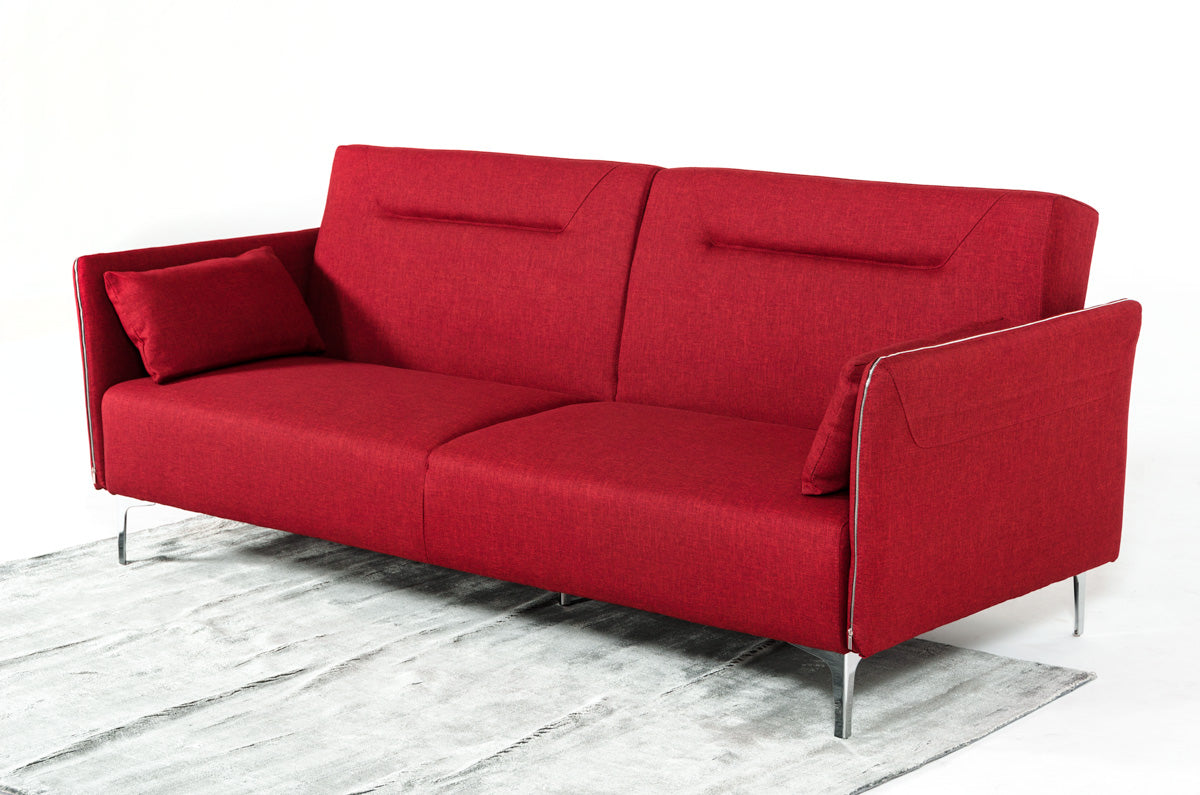 35' Red Fabric Foam Steel and Wood Single Sofa By Homeroots | Sofas | Modishstore - 4