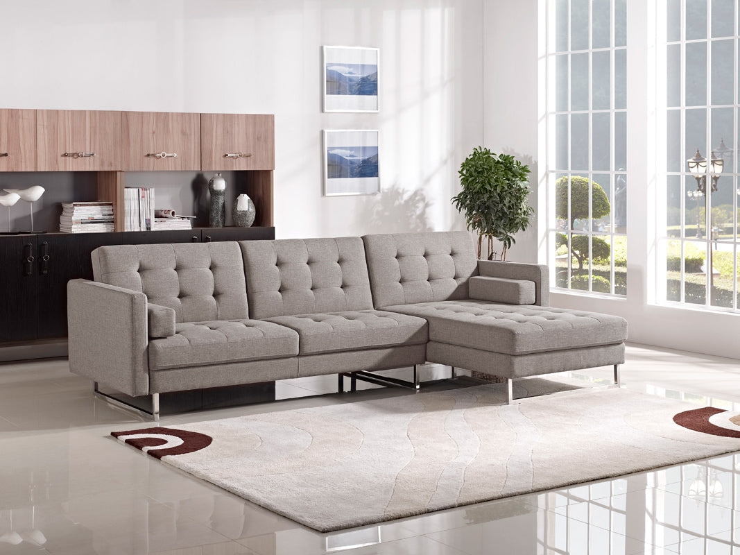 35' Brown Fabric Foam Wood and Steel Sectional Sofa By Homeroots | Sectional | Modishstore
