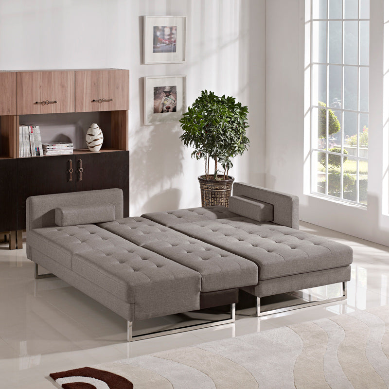 35' Brown Fabric Foam Wood and Steel Sectional Sofa By Homeroots | Sectional | Modishstore - 3