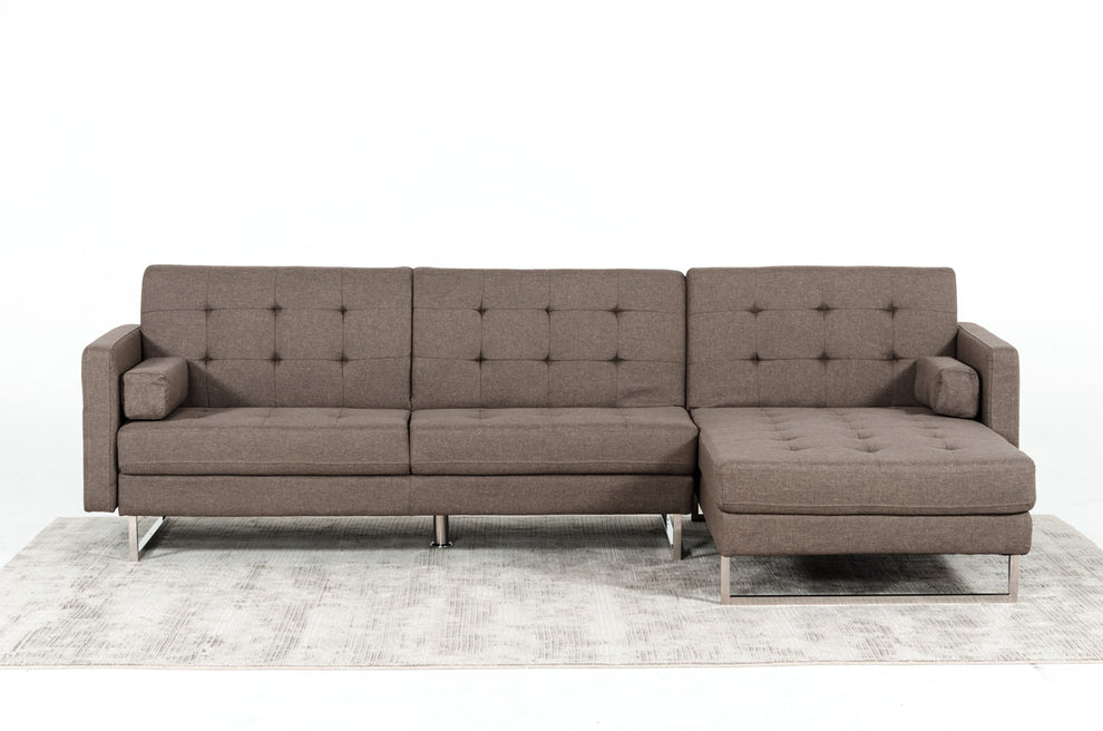 35' Brown Fabric Foam Wood and Steel Sectional Sofa By Homeroots | Sectional | Modishstore - 4