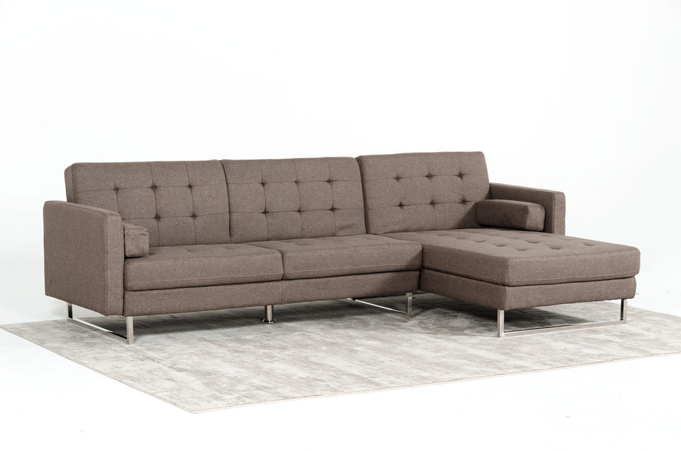35' Brown Fabric Foam Wood and Steel Sectional Sofa By Homeroots | Sectional | Modishstore - 5
