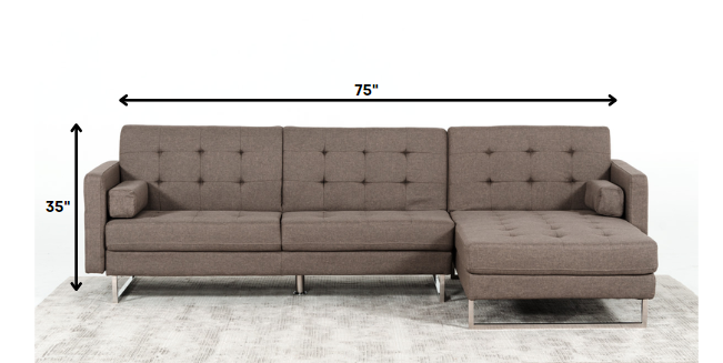 35' Brown Fabric Foam Wood and Steel Sectional Sofa By Homeroots | Sectional | Modishstore - 6