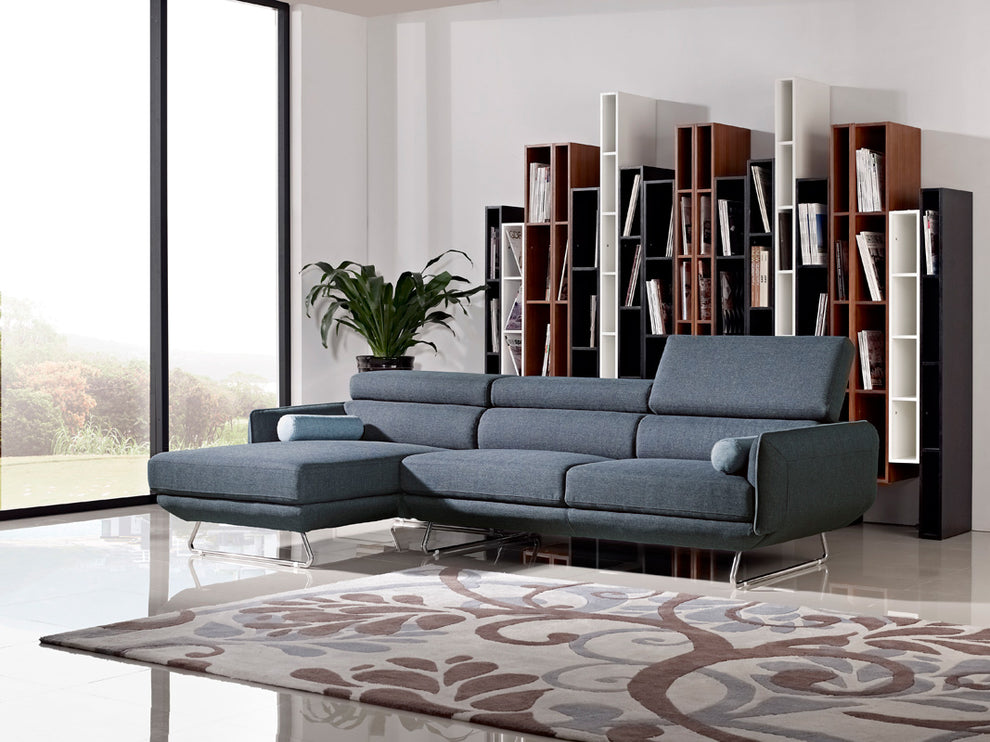 38' Blue Fabric Foam Wood and Steel Sectional Sofa By Homeroots | Sectional | Modishstore - 2