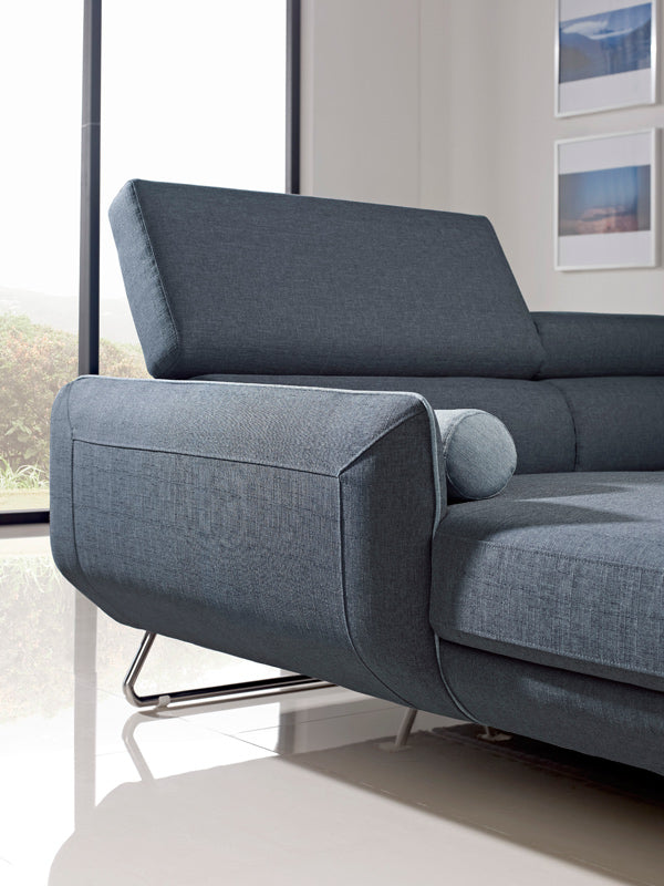38' Blue Fabric Foam Wood and Steel Sectional Sofa By Homeroots | Sectional | Modishstore - 3