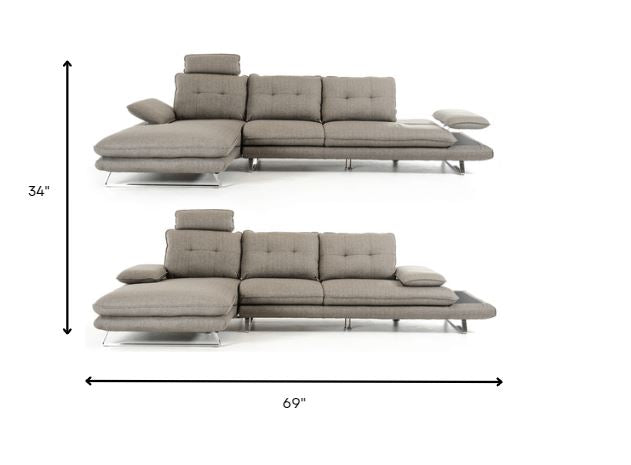 34' Grey Foam Steel Wood and Veneer Sectional Sofa By Homeroots | Sectional | Modishstore - 6