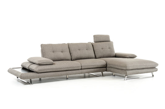 34" Grey Fabric Foam Wood and Steel Sectional Sofa By Homeroots | Sectional | Modishstore