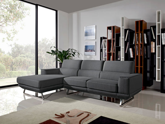 33' Dark Grey Fabric Foam Wood and Steel Sectional Sofa By Homeroots | Sectional | Modishstore