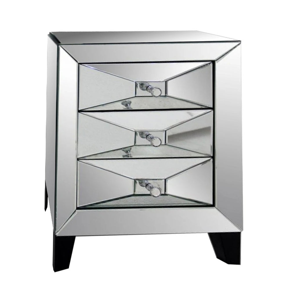26' Glass And Mdf Bedside Table With A Mirror By Homeroots | Nightstands | Modishstore - 2