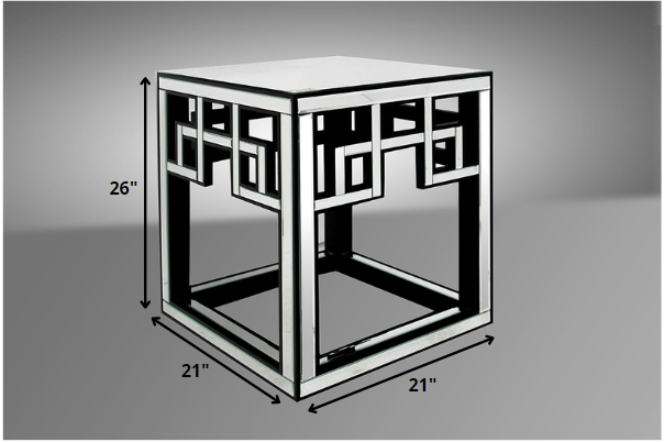 26" Mirrored Glass and MDF End Table By Homeroots | End Tables | Modishstore - 2
