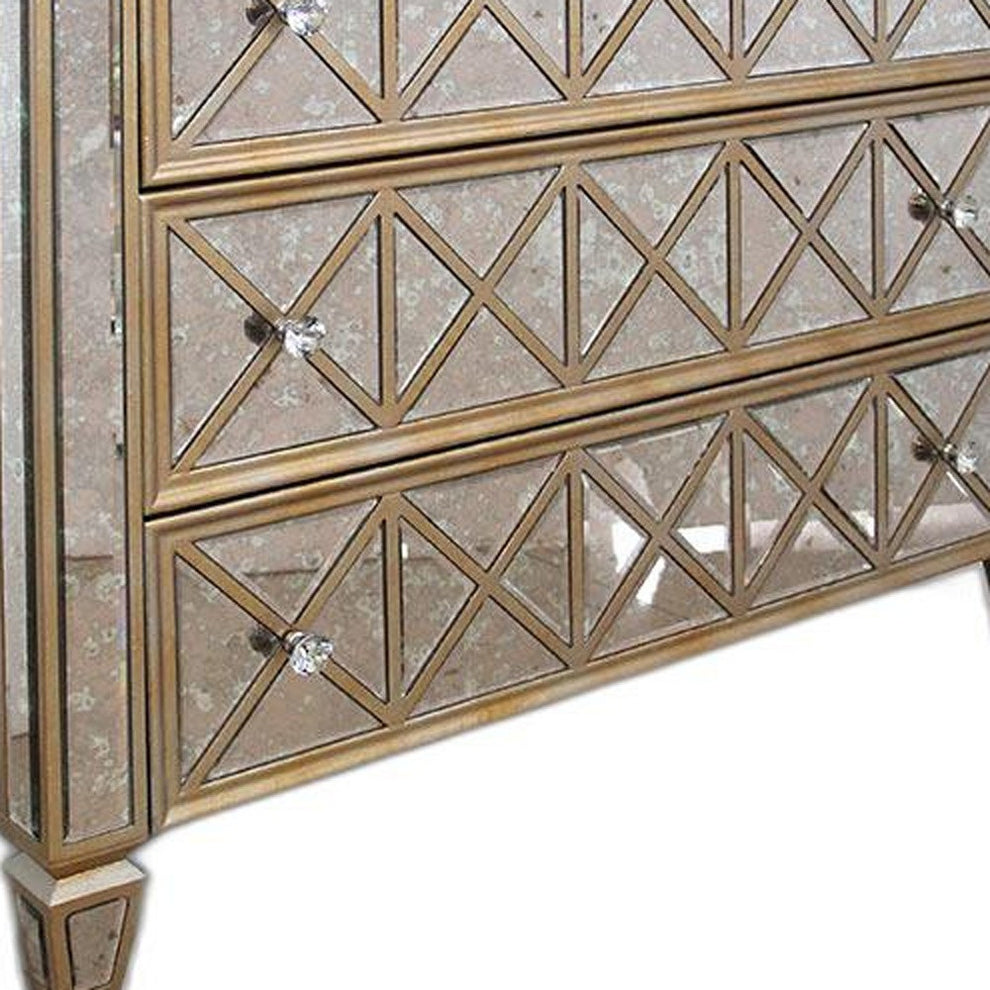 34' Mirrored Glass And Mdf Dresser With 3 Drawers By Homeroots | Dressers | Modishstore - 6